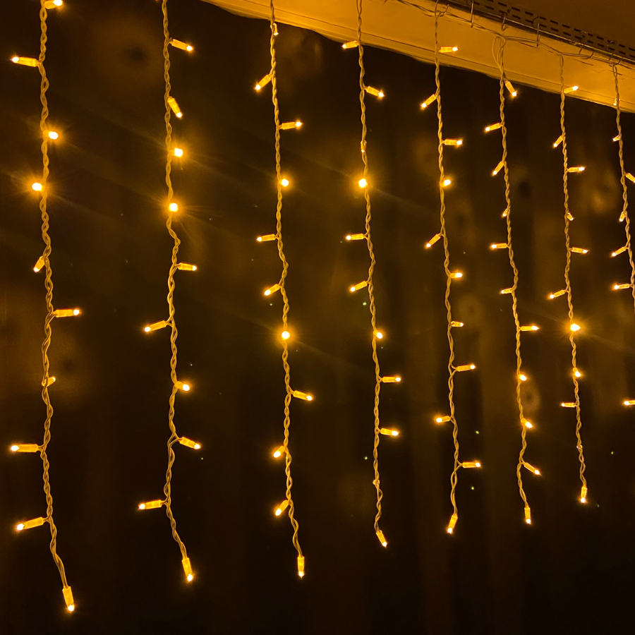 Dış Mekan Perde LED 2x1 Metre 240 LED Amber Çakarlı Eklenebilir IP65