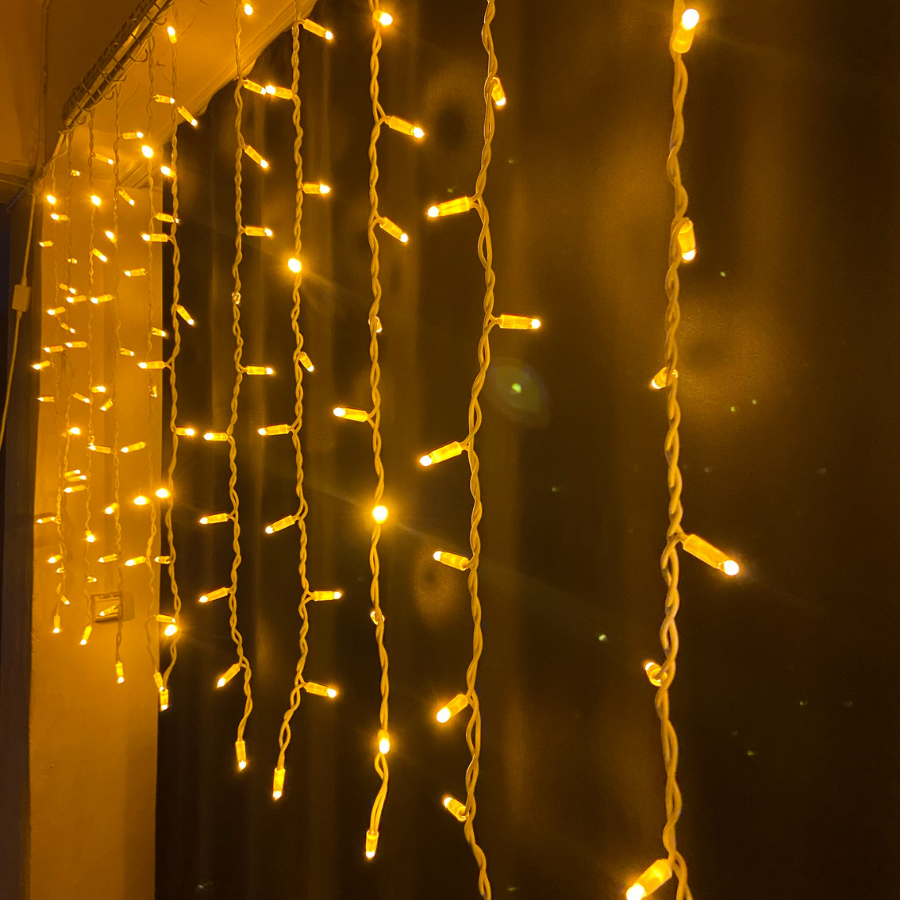 Dış Mekan Perde LED 2x1 Metre 240 LED Amber Çakarlı Eklenebilir IP65