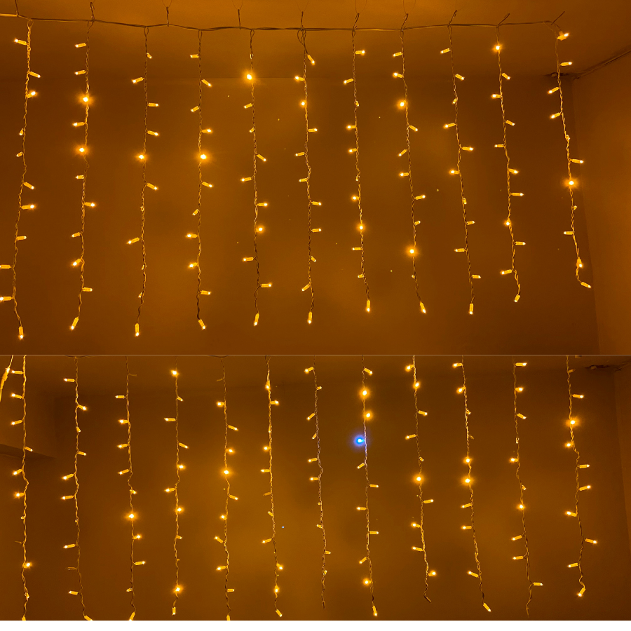 Dış Mekan Perde LED 2x1 Metre 240 LED Amber Çakarlı Eklenebilir IP65