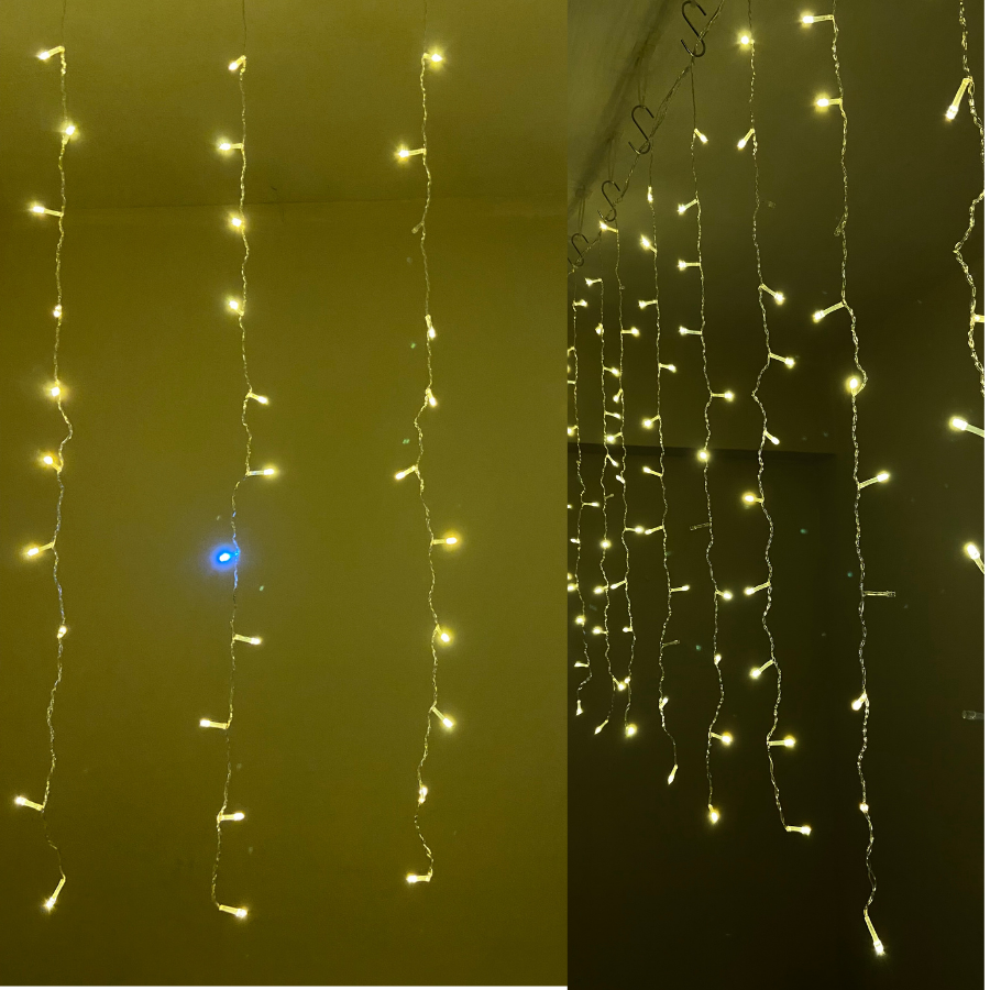 İç Mekan Perde LED 3x1 Metre 160 LED 20 Sarkıt Gün Işığı Beyaz Çakarlı Eklenebilir 220V