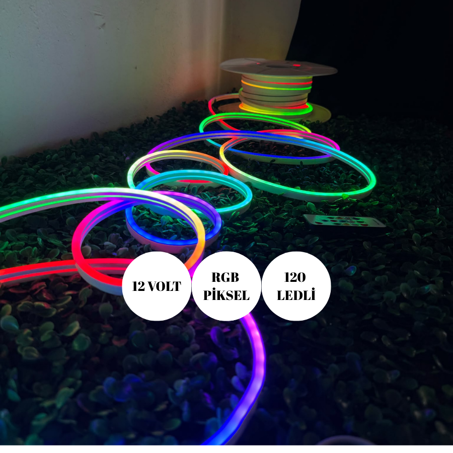 12 Volt Piksel Neon LED 6x12 mm Adreslenebilir Neon 1 Metre