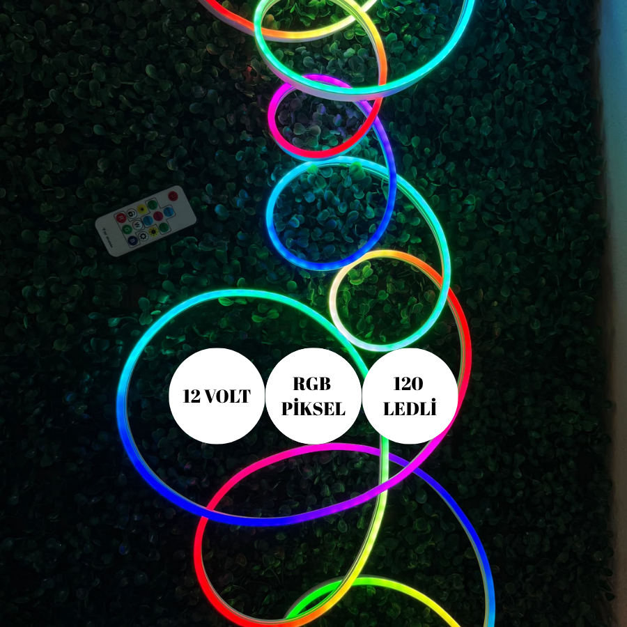 12 Volt Piksel Neon LED 6x12 mm Adreslenebilir Neon 1 Metre