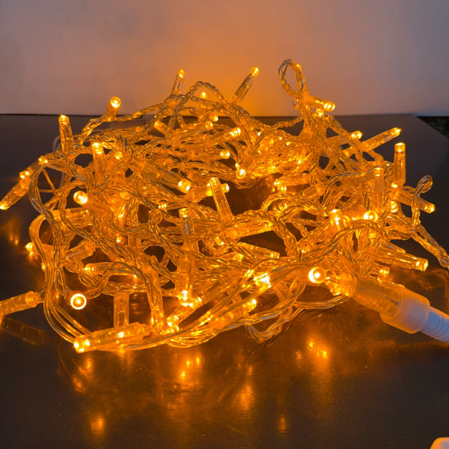 Dış Mekan İp LED 10 Metre 100 LED 220V Şeffaf Kablo Amber