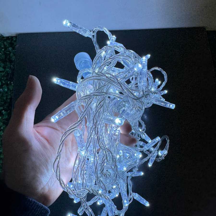 Dış Mekan İp LED 10 Metre 100 LED 220V Şeffaf Kablo Beyaz