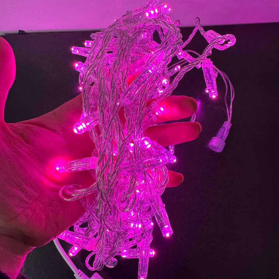 Dış Mekan İp LED 10 Metre 100 LED 220V Şeffaf Kablo Mor