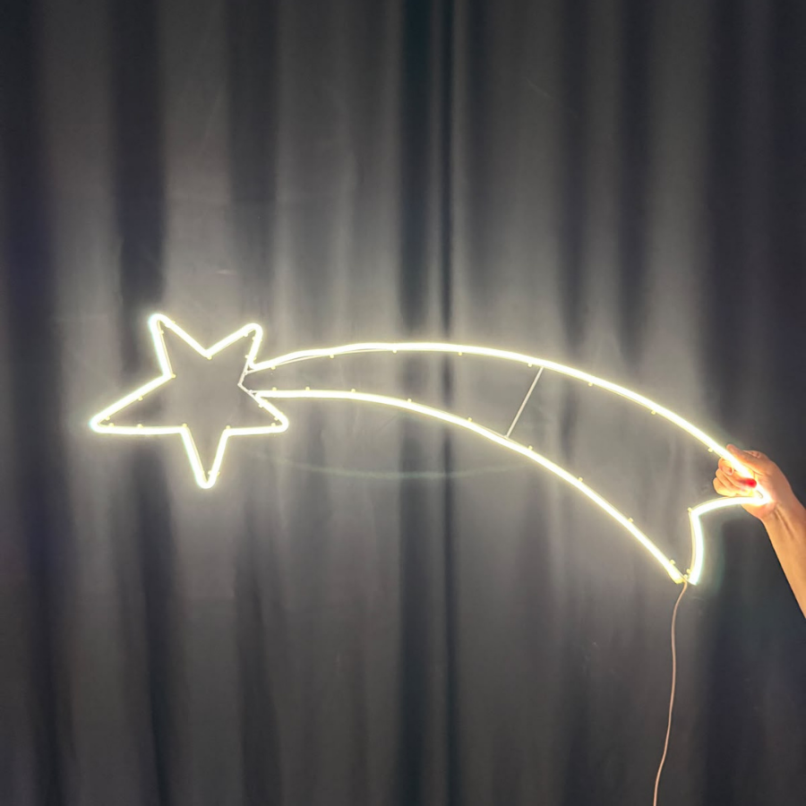 220V Neon LED Kayan Yıldız Figürü Dış Mekan Dekoratif Aydınlatma Gün Işığı
