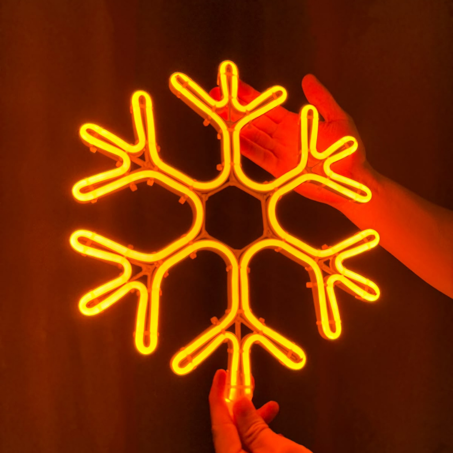 220V Neon LED Kar Tanesi Figürü Dış Mekan Dekoratif Aydınlatma Gün Işığı 50x50 cm