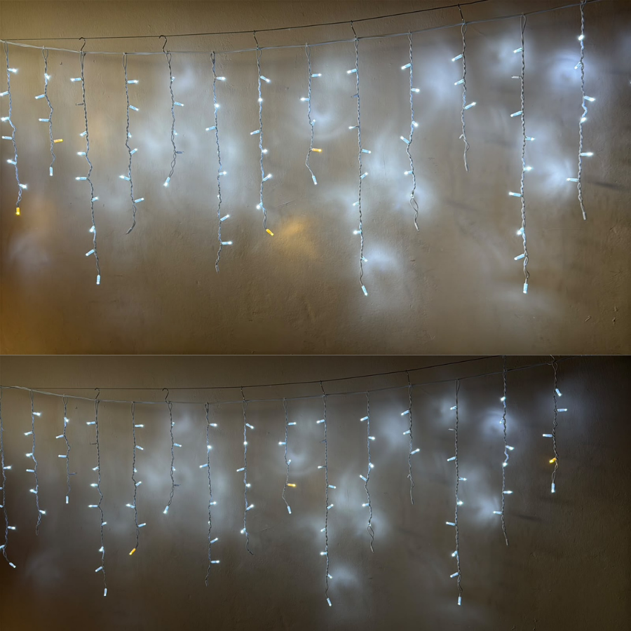 Dış Mekan Saçak LED 2,5 Metre 105 LED Kar Beyazı Gün Işığı Çakarlı