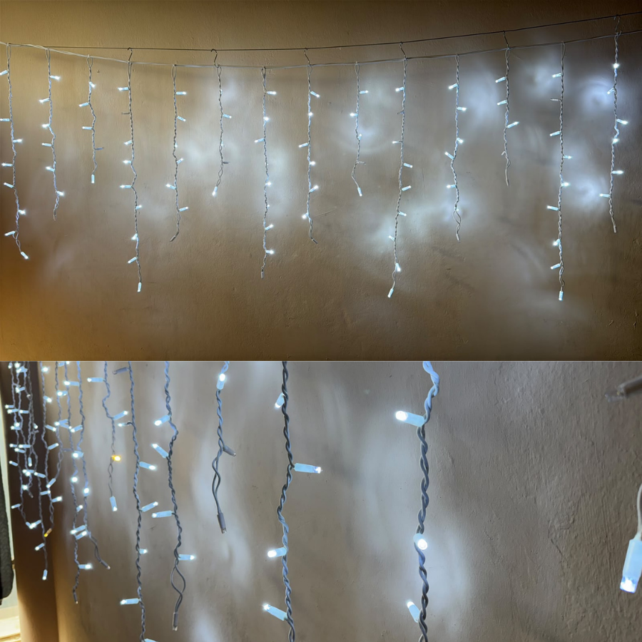 Dış Mekan Saçak LED 2,5 Metre 105 LED Kar Beyazı Gün Işığı Çakarlı
